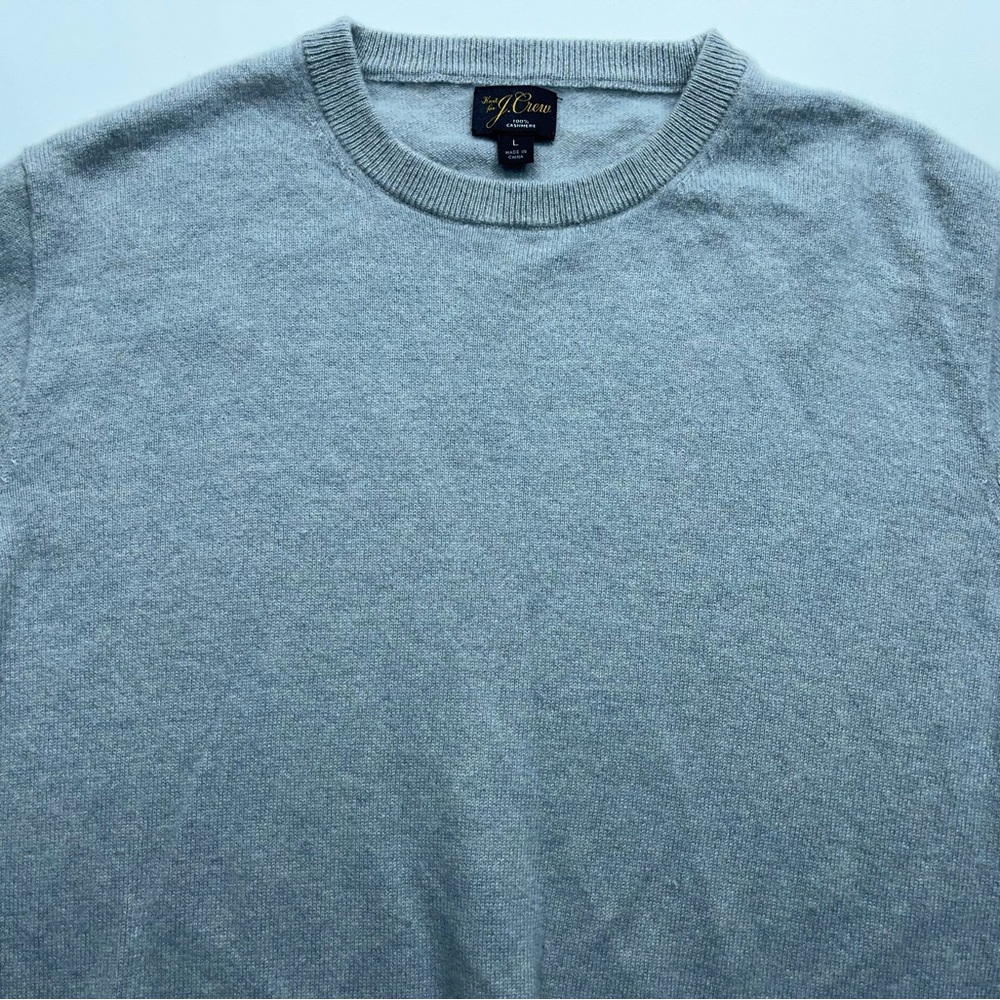 J.Crew 100% Cashmere Crewneck Sweater Mens Size Large Gray - Picture 2 of 10